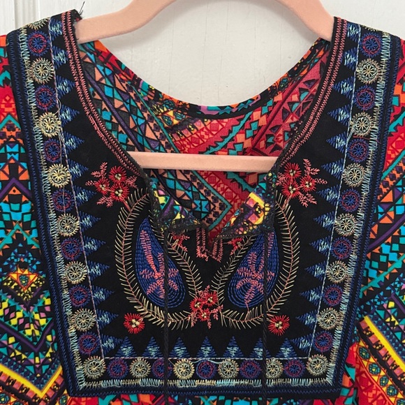 Multicolor Geometric Embroidered Pattern Dress - Picture 3 of 4